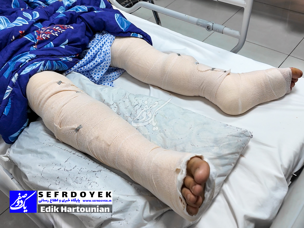 اراذل اجاره ای روی تخت بیمارستان پس از قدرت نمایی و شرارت در برابر پلیس امنیت