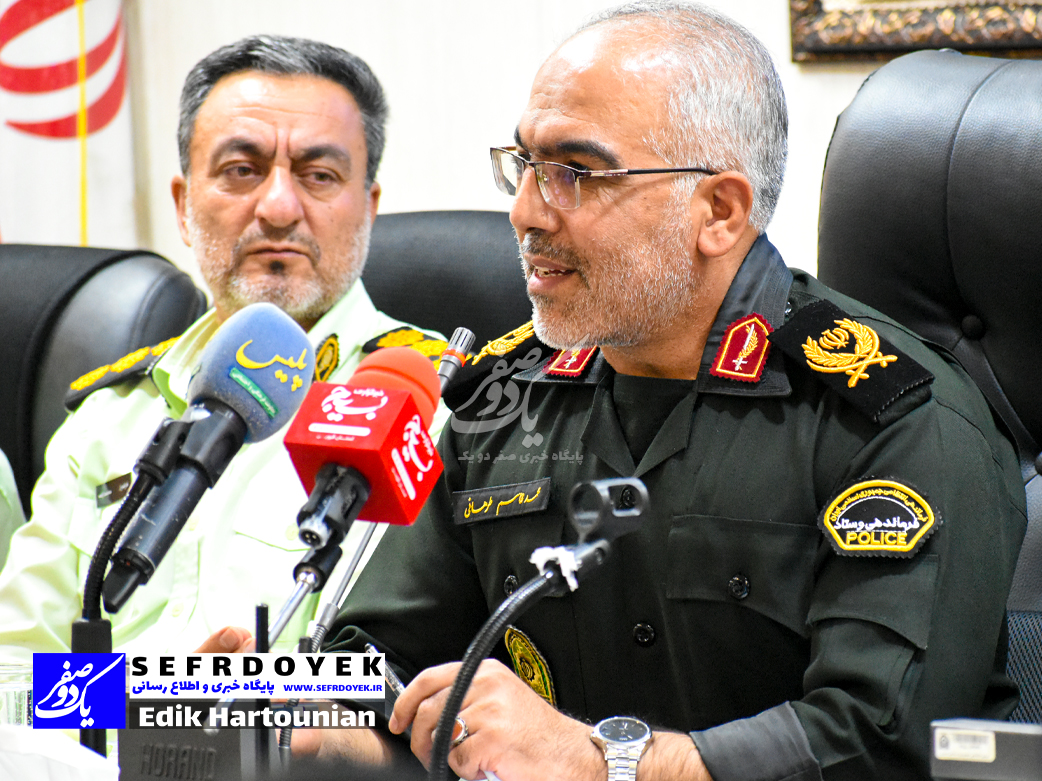 نشست خبری سردار محمدقاسم طرهانی فرمانده انتظامی استان قزوین با خبرنگاران و هشدار به اراذل اوباش
